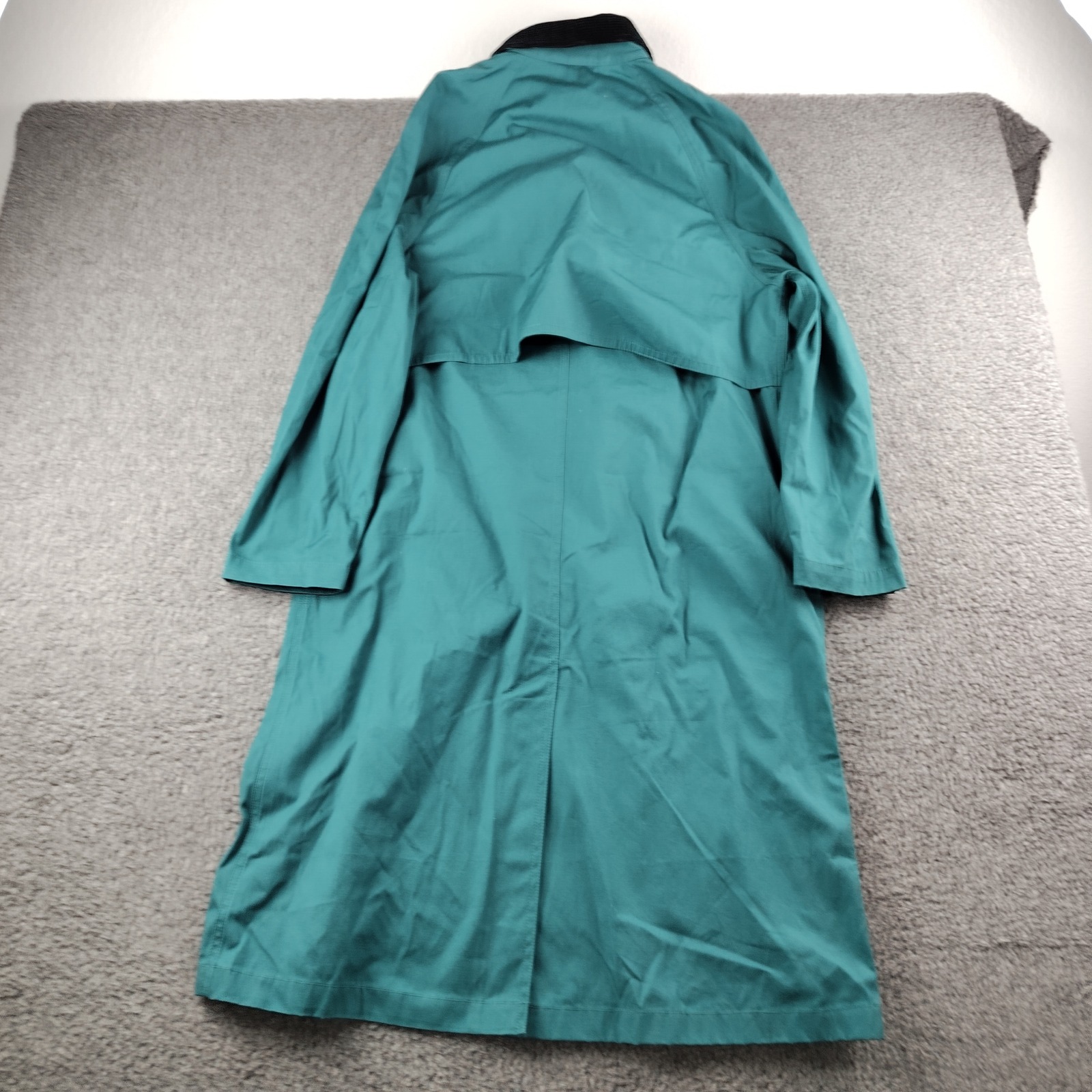 J. Peterman Company Coat Womens Small Duster Teal Corduroy Trim Office Euc — image 6 of 8